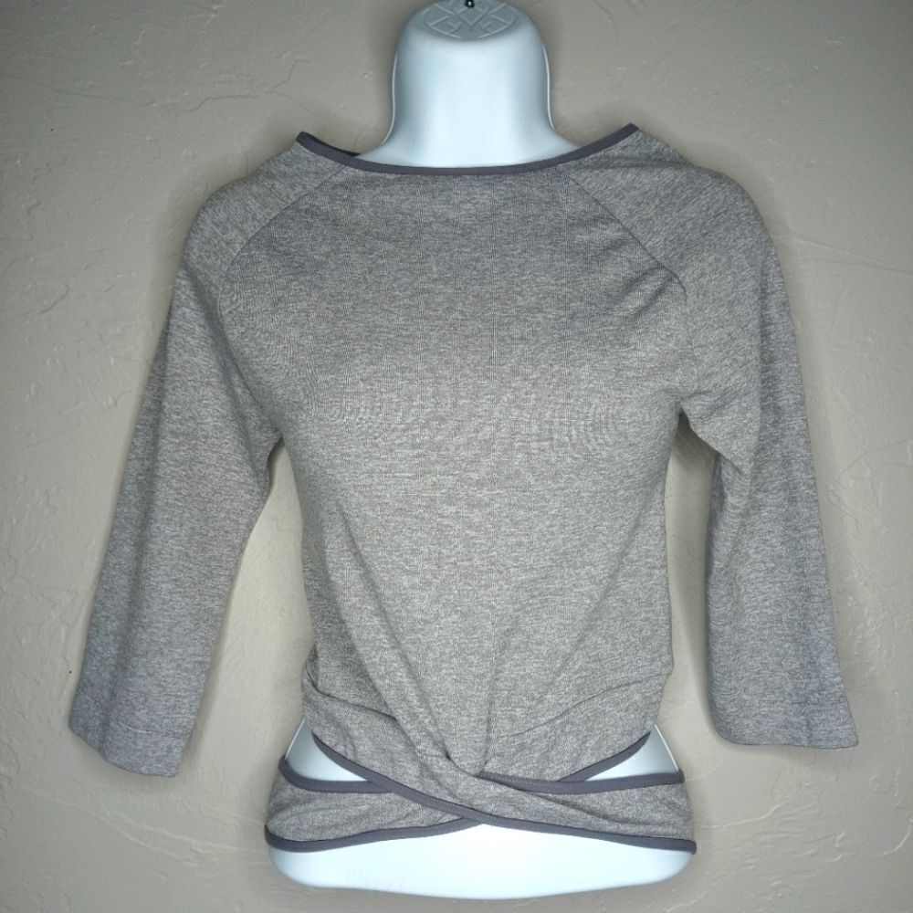 Intimately Free People Gray Long Sleeve Wrap Top